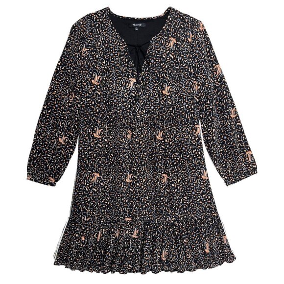 MADEWELLL SILK FIESTA PAISLEY TIERED MINI DRESS FALL FLOWY BOHO SIZE 2 - Picture 1 of 8
